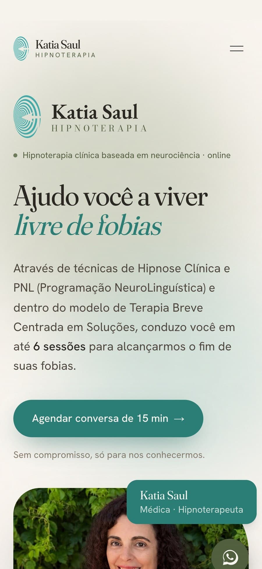 A mesma página no celular